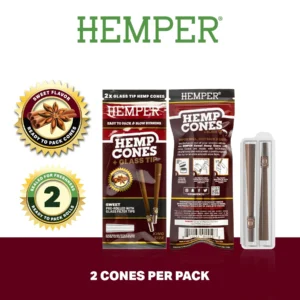 HEMP CONES + GLASS TIP X2 KING SIZE